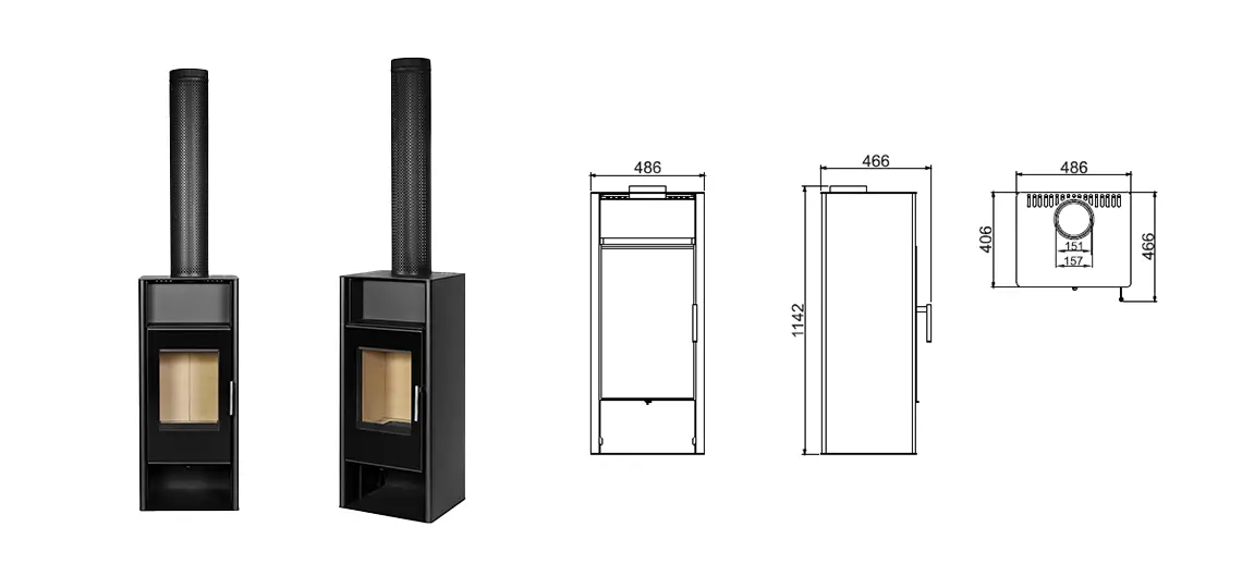 Estufa de leña Sena de EcoForest con embellecedor en granito