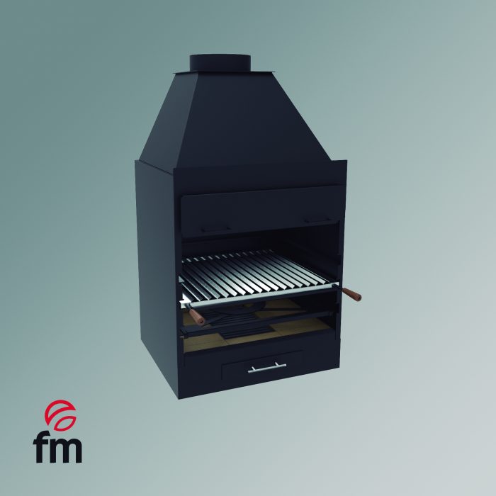 barbacoa BF-60 con campana, ladrillo refractario y parrilla argentina