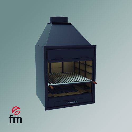 barbacoa BF-70 con ladrillo refractario, campana y parrilla argentina