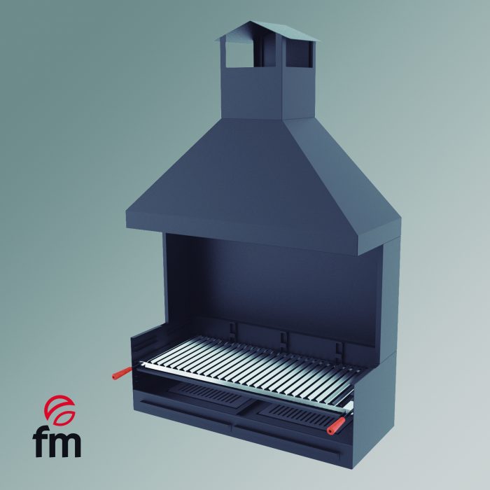 barbacoa BV-102 con campana, paravientos y parrilla inoxidable