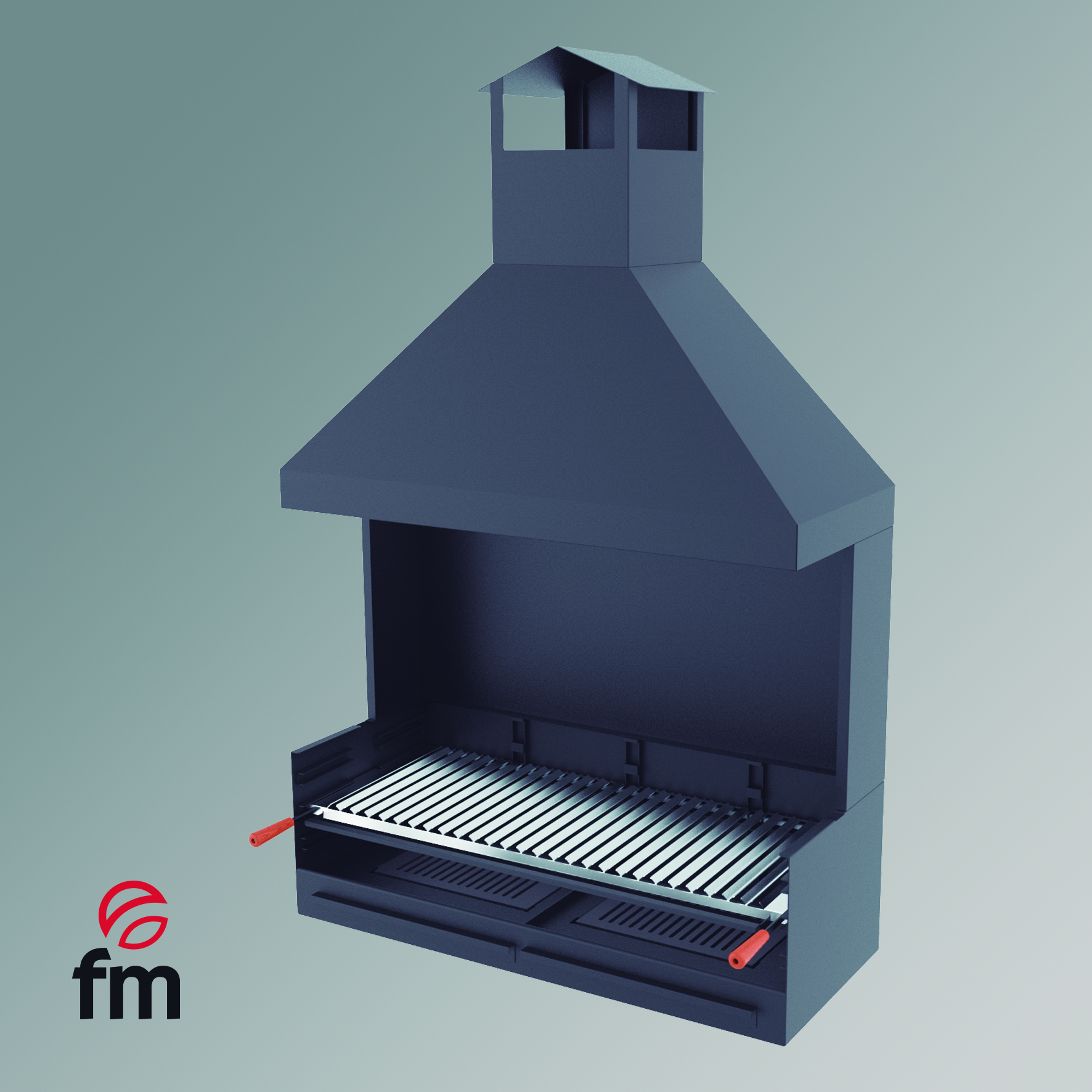 barbacoa BV-102 con campana, paravientos y parrilla inoxidable