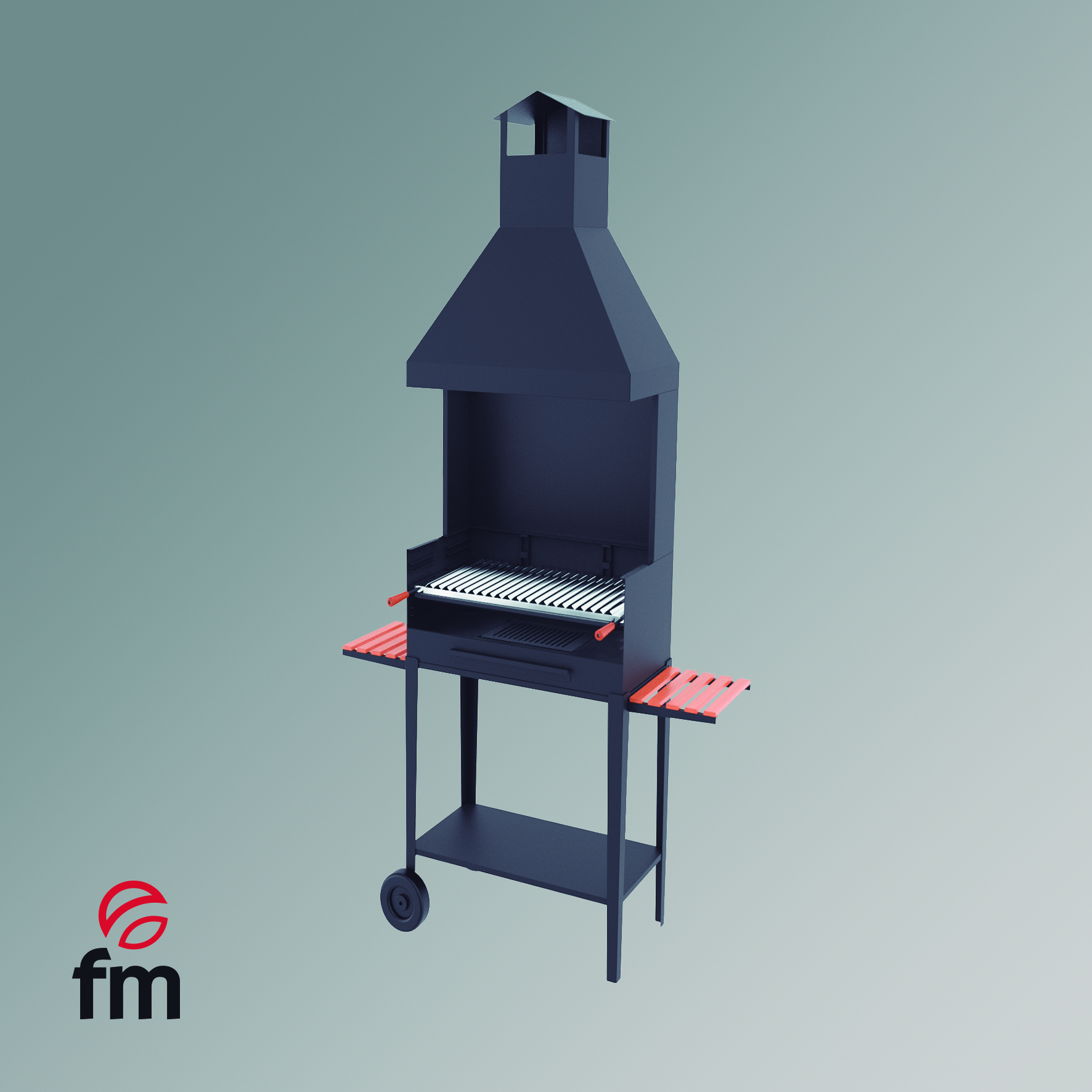barbacoa BV-64 con mueble y ruedas para exterior