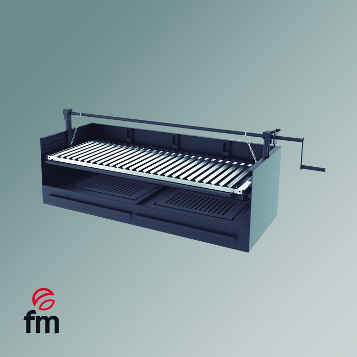 barbacoa BVE-100 con doble parrilla de fundición y cenicero