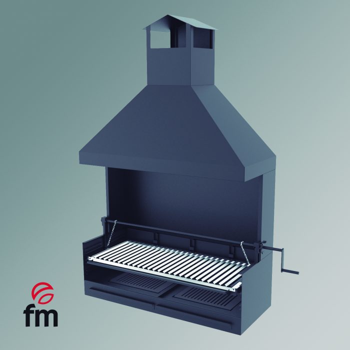barbacoa BVE-102 con campana y paravientos de acero
