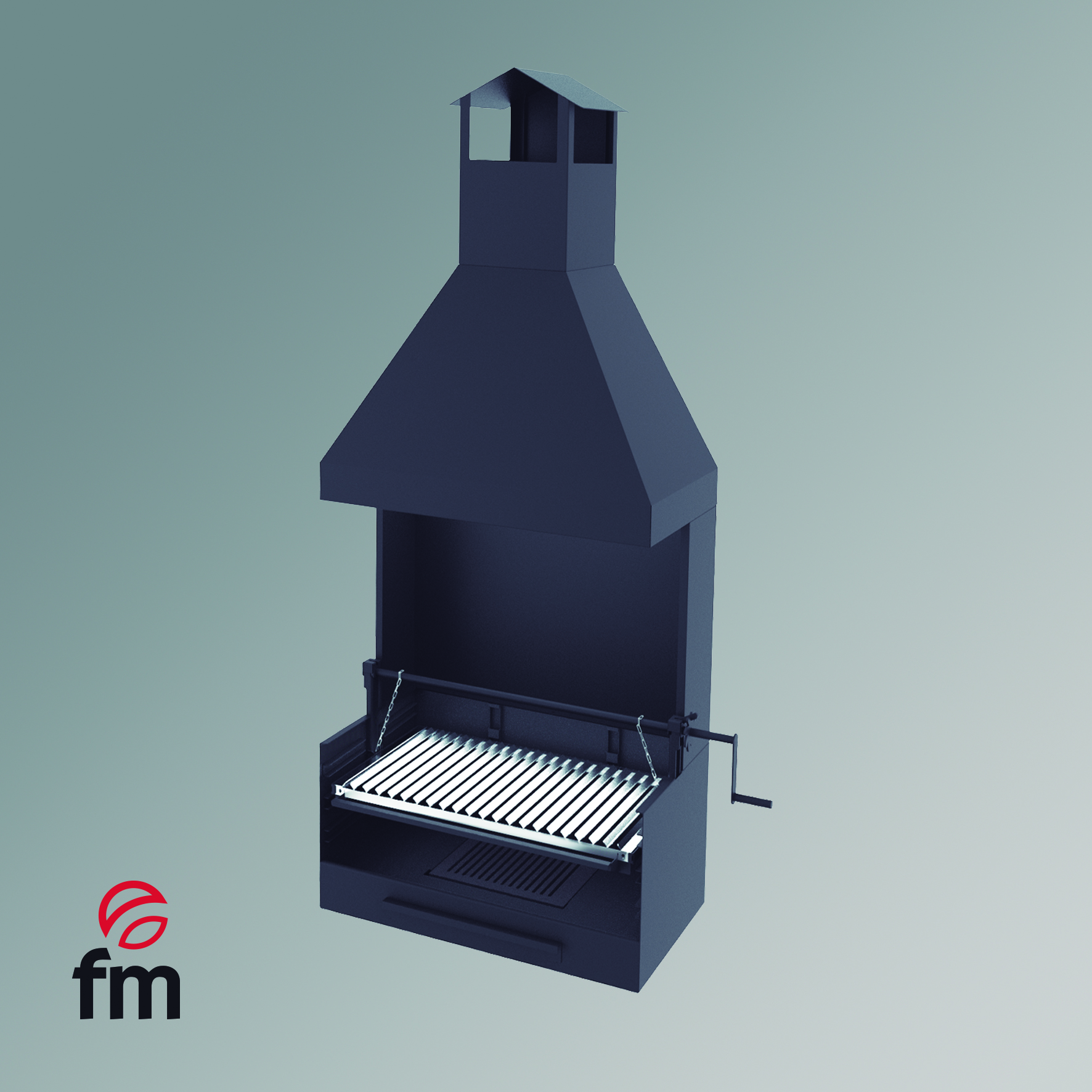 barbacoa BVE-62 con campana y paravientos
