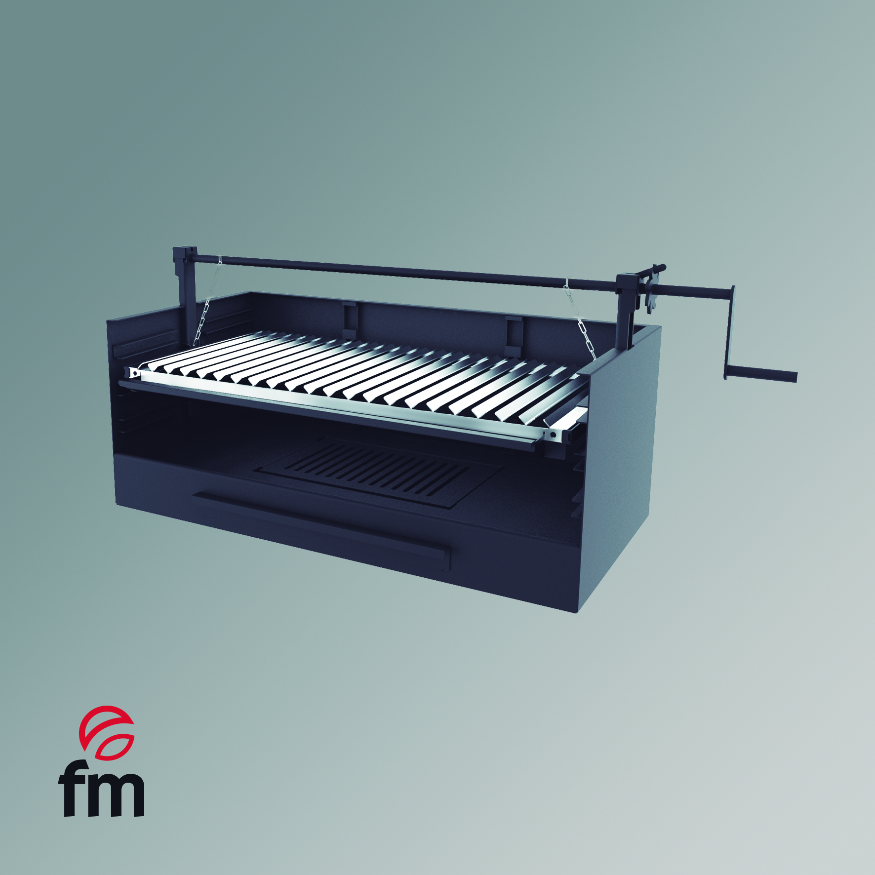 barbacoa BVE-80 de acero con parrilla de fundición