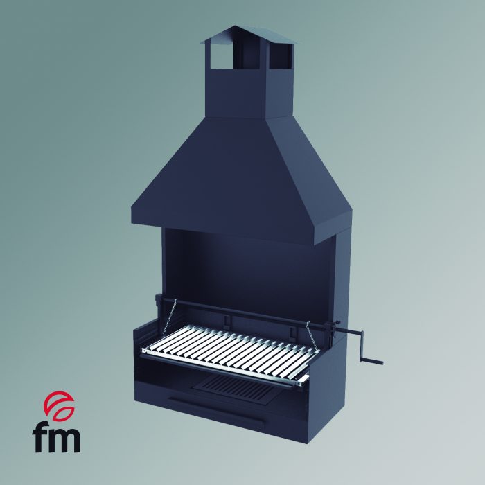 barbacoa BVE-82 de acero con campana y paravientos