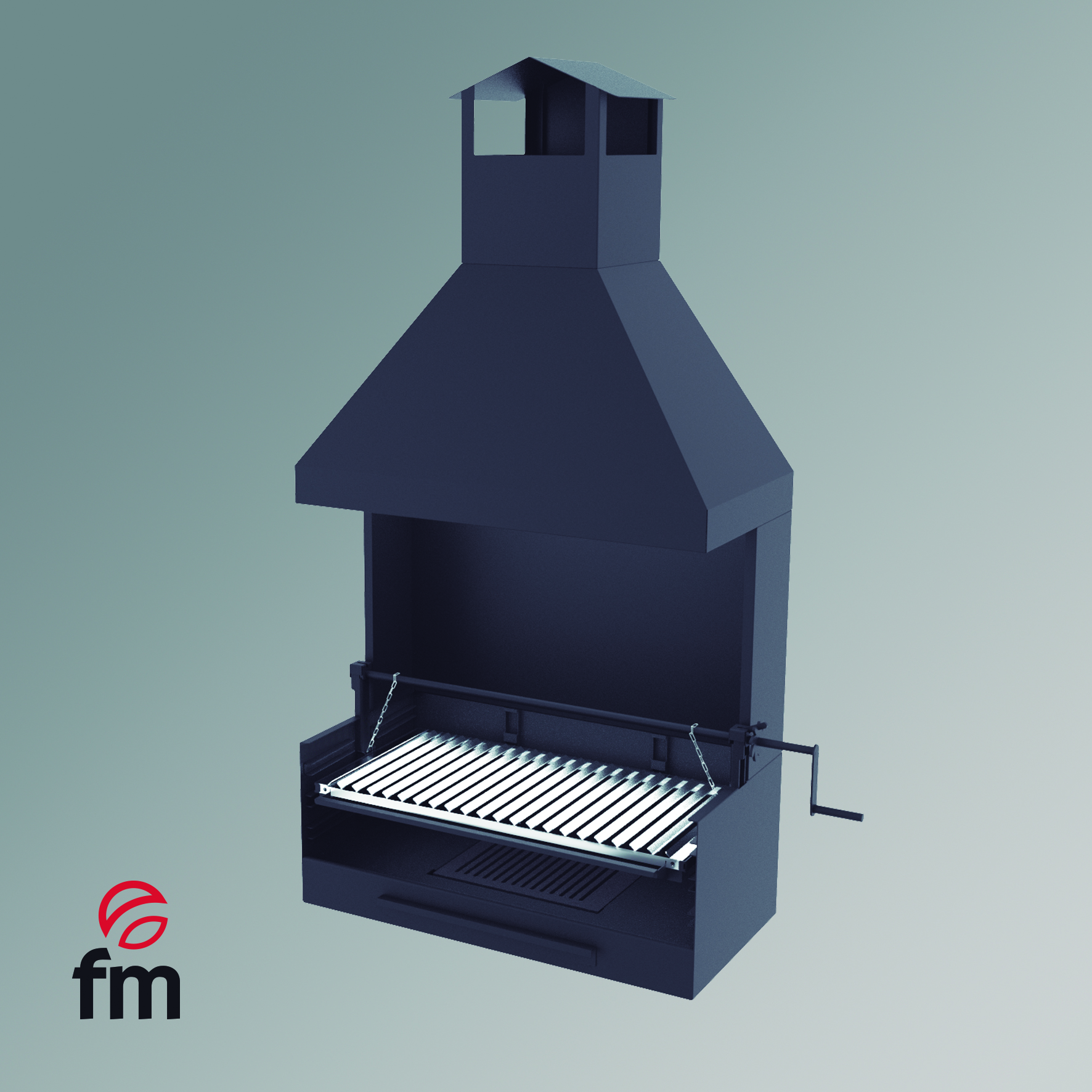 barbacoa BVE-82 de acero con campana y paravientos