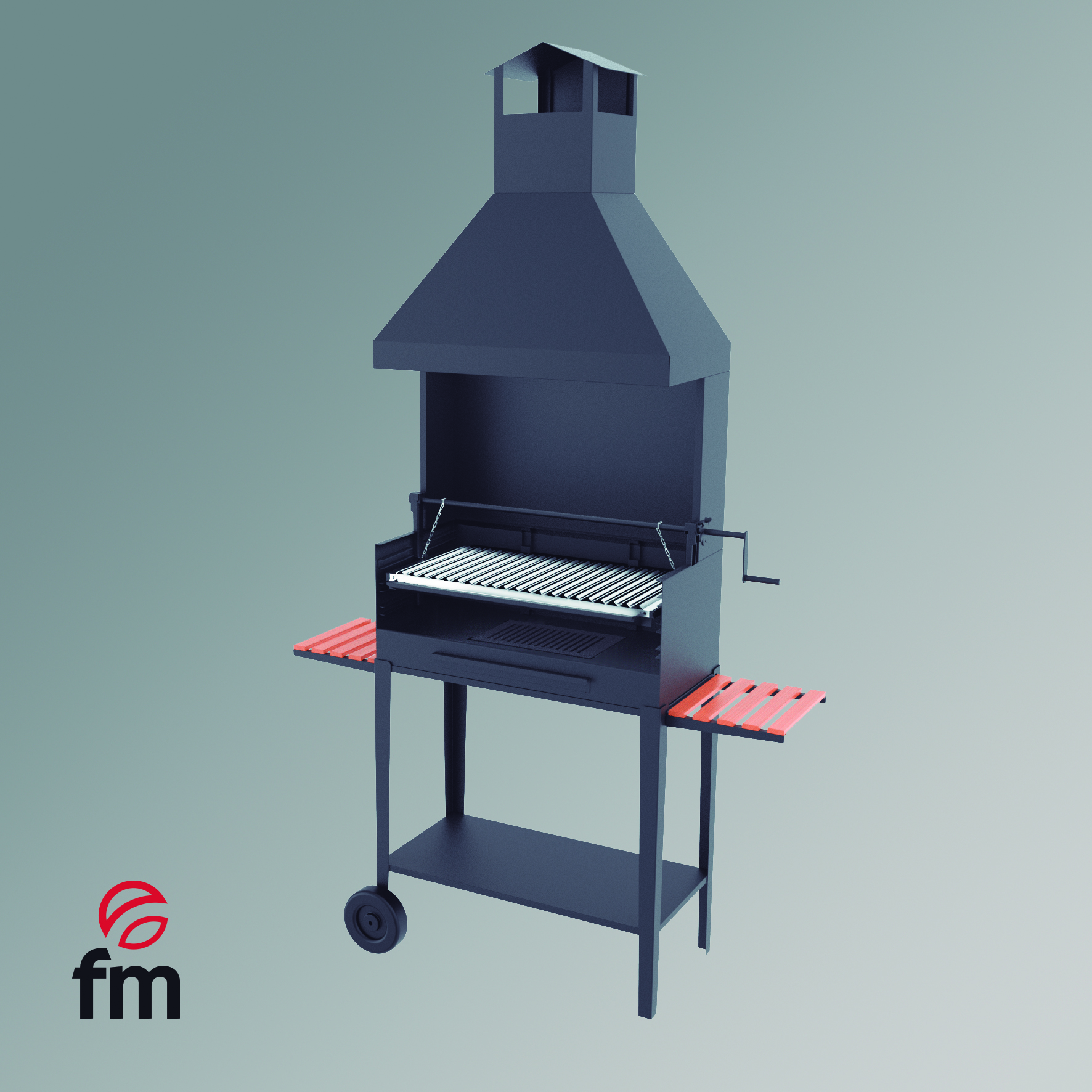 barbacoa BVE-84 de acero con ruedas y campana